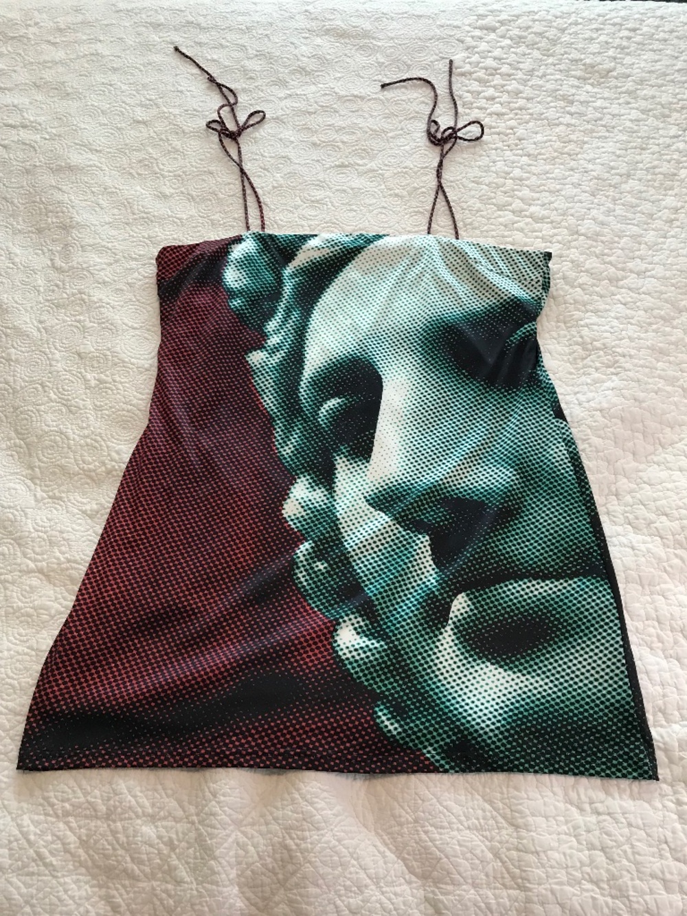 Finesse Statue of Liberty print spaghetti strap sleeveless minidress (2X)